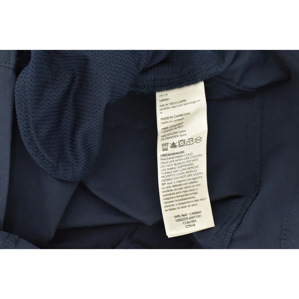Eddie Bauer Tech Capri Pants Womens 14 Blue First Ascent Guide Water Resist